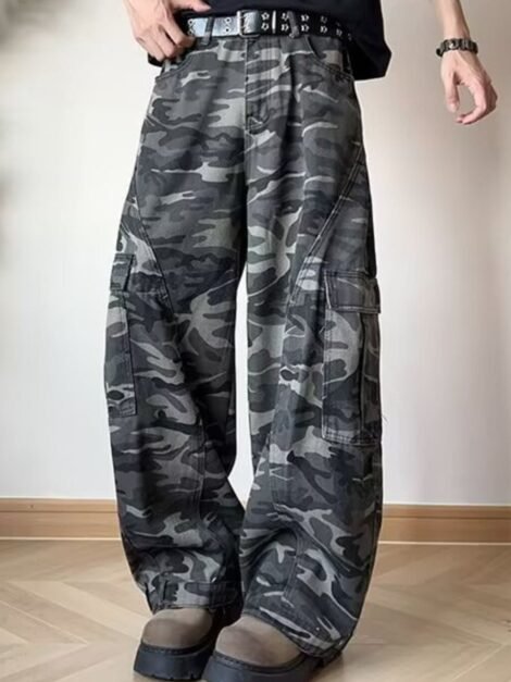 Men's Full Size Loose Fit Camo Cargo Jeans Plus Size